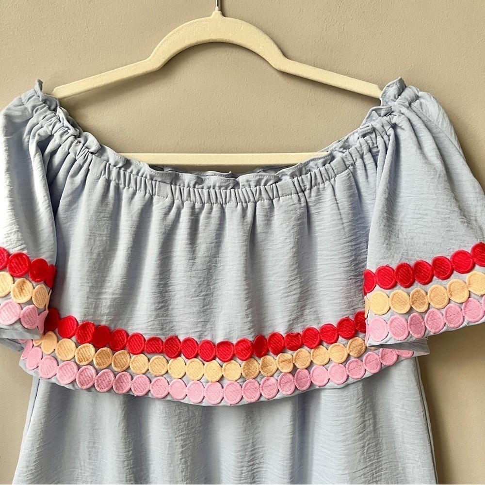 Entro Blouse Top Women's Small Ruffles Light Blue Feminine Coastal Beach Date - Picture 7 of 12